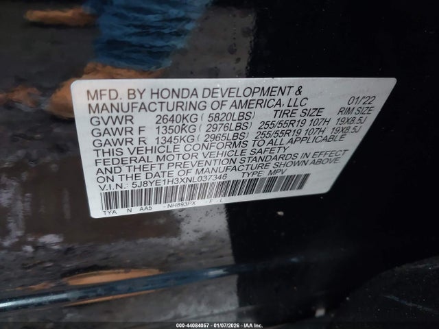 2022 Acura Mdx Standard მანქანა იყიდება აუქციონზე, vin: 5J8YE1H3XNL037346, აუქციონის ნომერი: 44084057