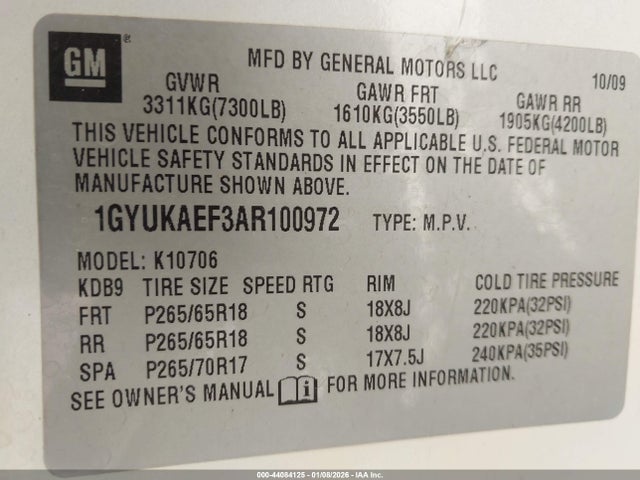 2010 CADILLAC ESCALADE 1GYUKAEF3AR100972 Photo 8