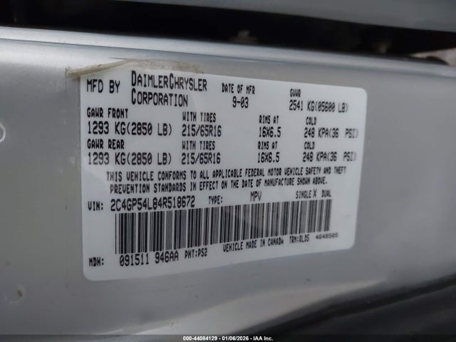 Aukcja sprzedaży 2004 Chrysler Town & Country Touring, vin: 2C4GP54L84R518672, numer aukcji: 44084129