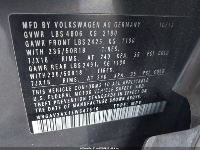 2014 VOLKSWAGEN TIGUAN WVGAV3AX1EW547510 Photo 8