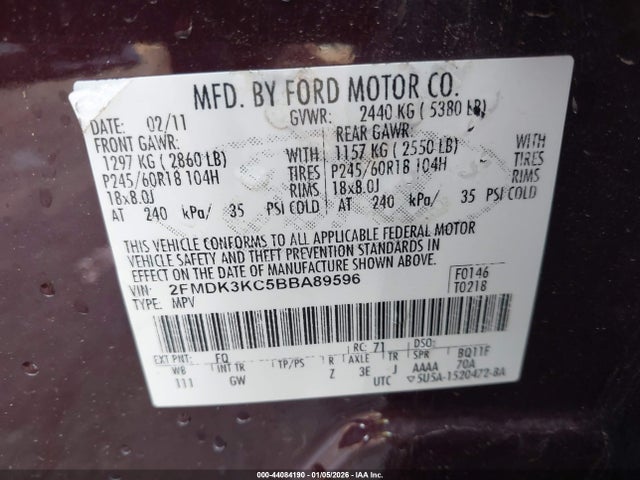 2011 FORD EDGE 2FMDK3KC5BBA89596 Photo 8