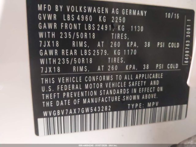 2016 VOLKSWAGEN TIGUAN WVGBV7AX7GW543282 Photo 8