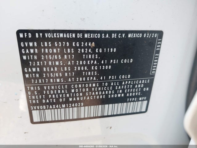 2020 VOLKSWAGEN TIGUAN 3VV0B7AX4LM124029 Photo 8