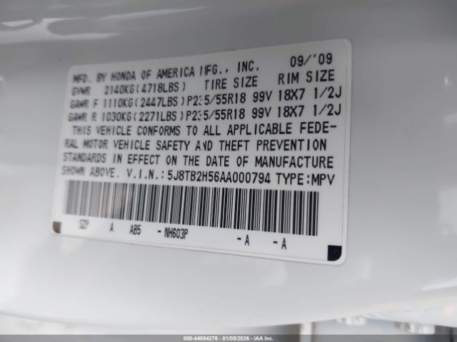 2010 ACURA RDX 5J8TB2H56AA000794 Photo 8