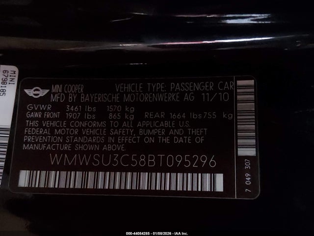 2011 MINI COOPER WMWSU3C58BT095296 Photo 8