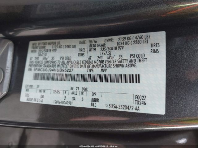 2017 FORD ESCAPE 1FMCU0J94HUB95227 Photo 8