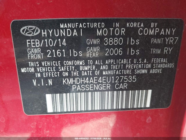 KMHDH4AE4EU127535 Hyundai Elantra Limited