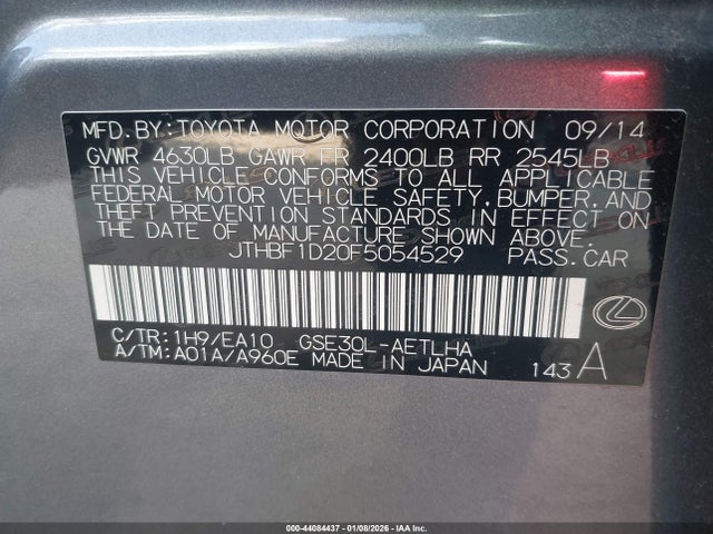 Lexus IS 250 2015 JTHBF1D20F5054529 Image 9