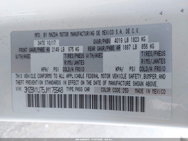 3MZBN1U75JM176948 Mazda Mazda3 Sport