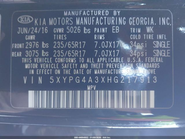 2017 KIA SORENTO 5XYPG4A3XHG217913 Photo 8