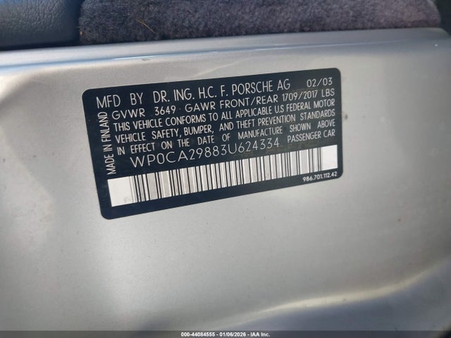 2003 PORSCHE BOXSTER WP0CA29883U624334 Photo 8