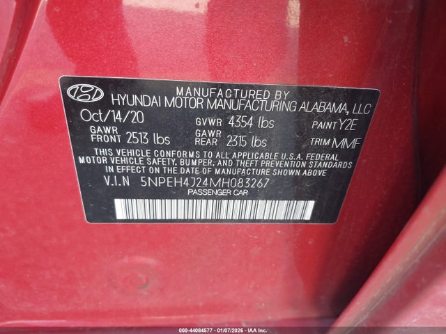 5NPEH4J24MH083267 Hyundai Sonata Limited