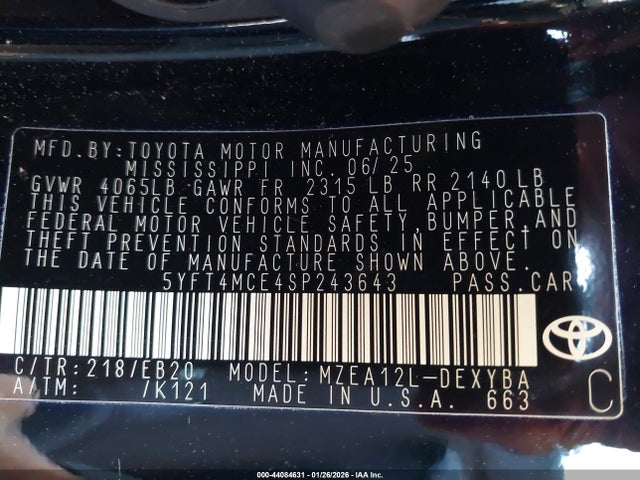 Toyota Corolla Xse 2025 5YFT4MCE4SP243643 Image 9
