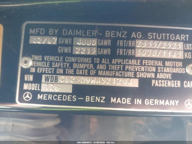 1987 MERCEDES-BENZ 300 WDBCB25D9HA321294 Photo 8