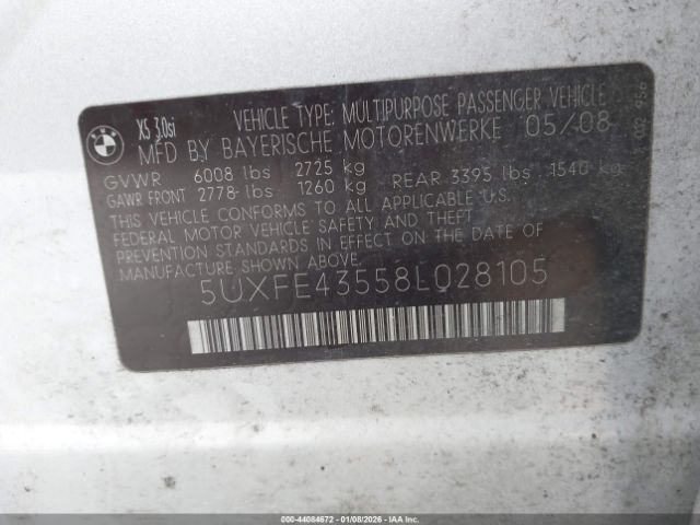 2008 BMW X5 5UXFE43558L028105 Photo 8