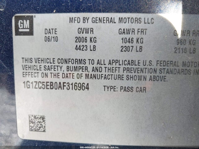 2010 CHEVROLET MALIBU 1G1ZC5EB0AF316964 Photo 8