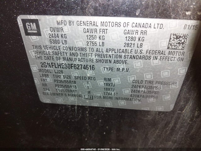 2015 CHEVROLET EQUINOX 2GNFLHE30F6274616 Photo 8