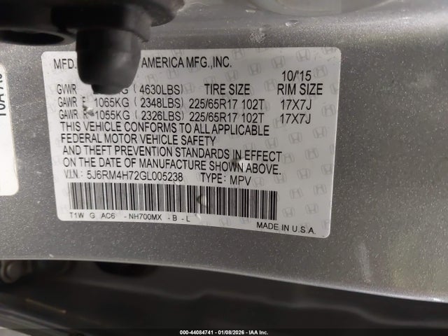 2016 HONDA CR-V 5J6RM4H72GL005238 Photo 8