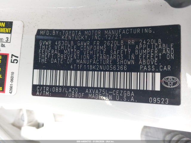 Toyota Camry Xle Awd 2022 4T1F11BK2NU056366 Image 9