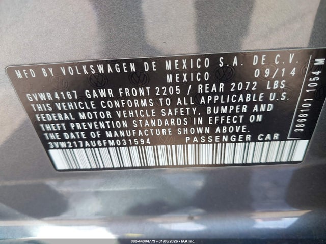 3VW217AU6FM031594 Volkswagen Golf Tsi Sel 4-door