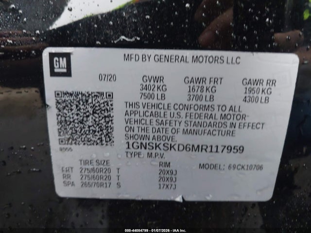 1GNSKSKD6MR117959 Chevrolet Tahoe 4wd Premier