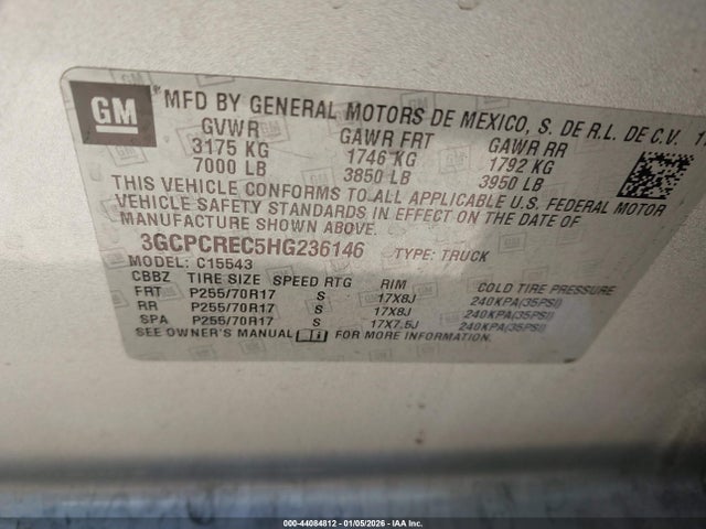 3GCPCREC5HG236146 Chevrolet Silverado 1500 1lt