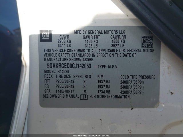 Aukcja sprzedaży 2012 Buick Enclave Leather, vin: 5GAKRCED0CJ142053, numer aukcji: 44084922