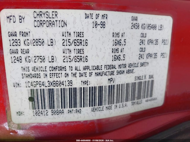 1999 CHRYSLER TOWN & COUNTRY 1C4GP64L3XB604139 Photo 8