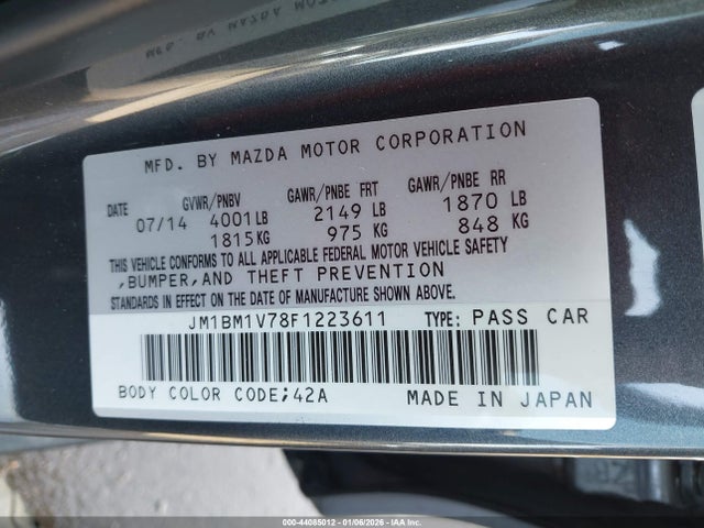 JM1BM1V78F1223611 Mazda Mazda3 I Touring