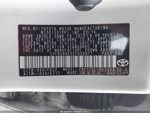 Toyota Corolla S Plus 2014 5YFBURHE4EP090977 Image 9
