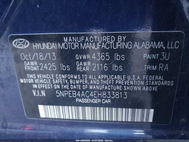 Hyundai SONATA GLS 2014 5NPEB4AC4EH833813 Image 9
