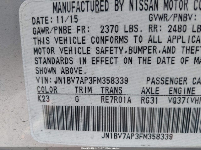 Infiniti Q50 Premium 2015 JN1BV7AP3FM358339 Image 9