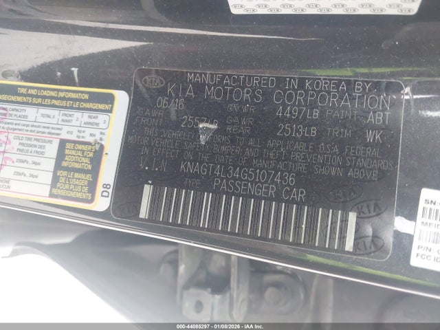 2016 KIA OPTIMA KNAGT4L34G5107436 Photo 8