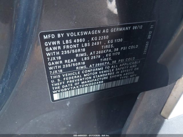 2013 VOLKSWAGEN TIGUAN WVGBV7AX7DW002468 Photo 8