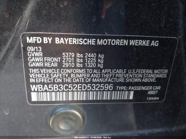 BMW 535i Xdrive 2014 WBA5B3C52ED532596 Image 9