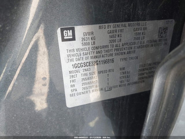 Продажа на аукционе авто 2016 Chevrolet Colorado Lt, vin: 1GCGSCE32G1196816, номер лота: 44085331