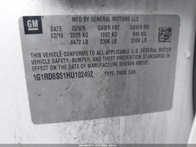 2017 CHEVROLET VOLT 1G1RD6S51HU102492 Photo 8