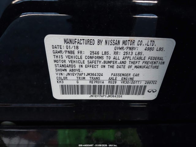 Aukcja sprzedaży 2018 Infiniti Q50 3.0t Luxe, vin: JN1EV7AP1JM364324, numer aukcji: 44085497
