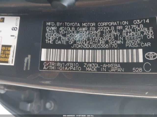 Toyota Prius Two 2014 JTDKN3DUXE0368170 Image 9