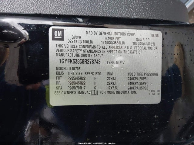 2008 CADILLAC ESCALADE 1GYFK63858R278743 Photo 8