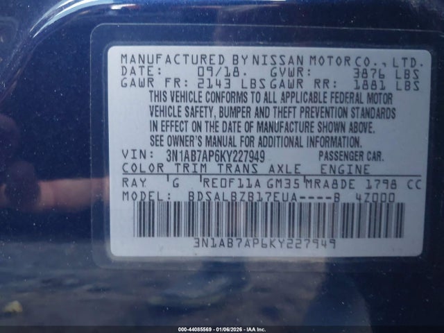 2019 NISSAN SENTRA 3N1AB7AP6KY227949 Photo 8