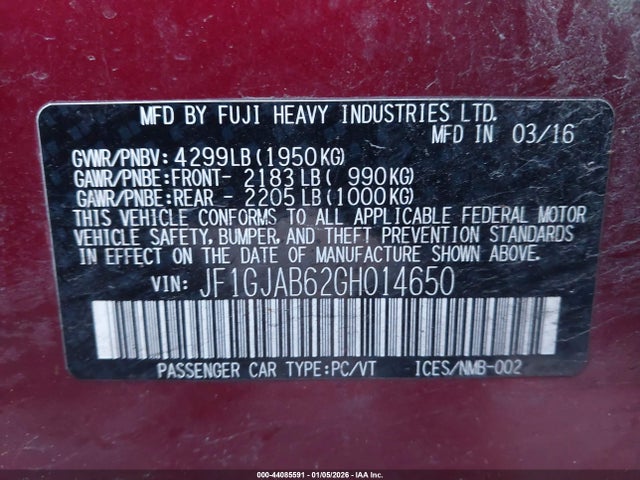 JF1GJAB62GH014650 Subaru Impreza 2.0i Premium