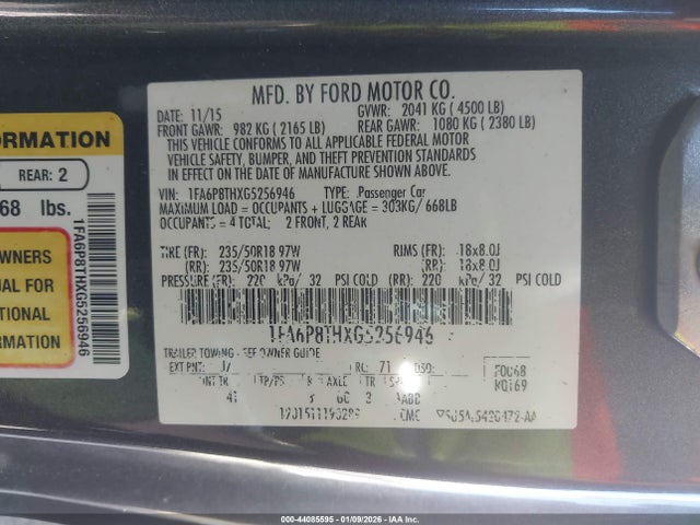 Ford Mustang Ecoboost 2016 1FA6P8THXG5256946 Image 9