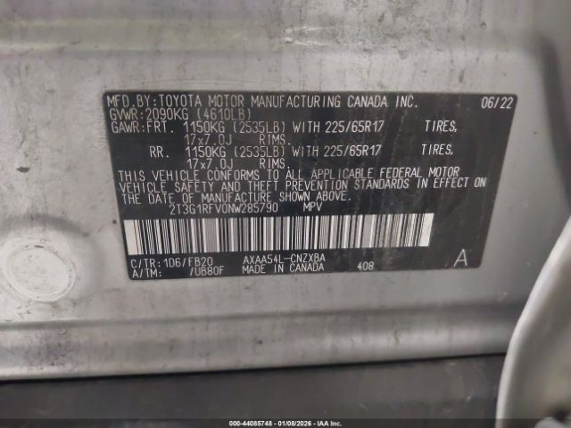 2022 TOYOTA RAV4 2T3G1RFV0NW285790 Photo 8
