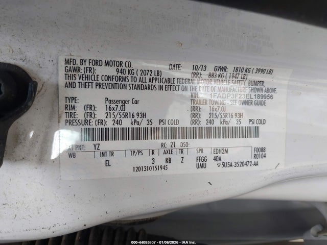Ford FOCUS SE 2014 1FADP3F23EL189956 Image 9