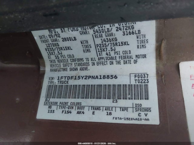 1993 FORD F150 1FTDF15Y2PNA18856 Photo 8