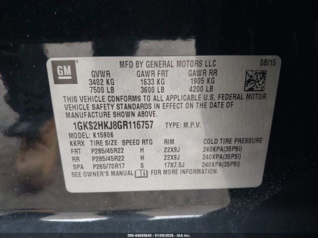 2016 GMC YUKON XL 1GKS2HKJ8GR116757 Photo 8