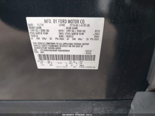 2015 FORD EXPLORER 1FM5K8D89FGB45869 Photo 8