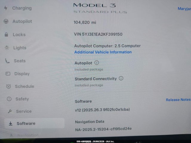 44085889 :رقم المزاد ، 5YJ3E1EA2KF399150 vin ، 2019 Tesla Model 3 Long Range/mid Range/standard Range/standard Range Plus مزاد بيع