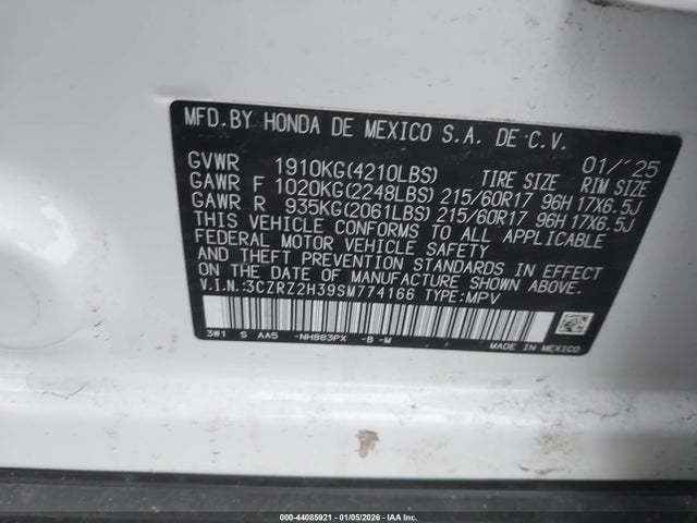 Aukcja sprzedaży 2025 Honda Hr-v Awd Lx, vin: 3CZRZ2H39SM774166, numer aukcji: 44085921